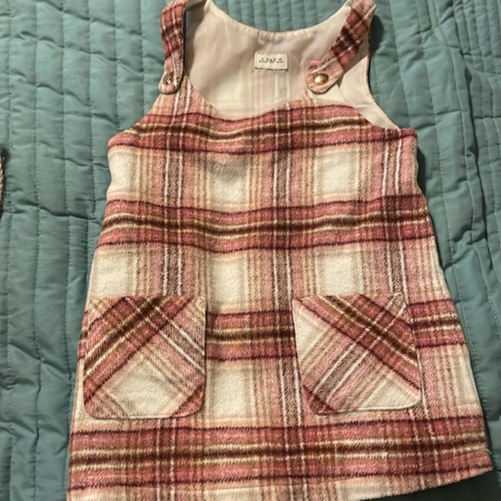 F&F Cute Pink and‎ Red Plaid Lined Jumper Size 18-24 Soft Cozy Adorable Holiday